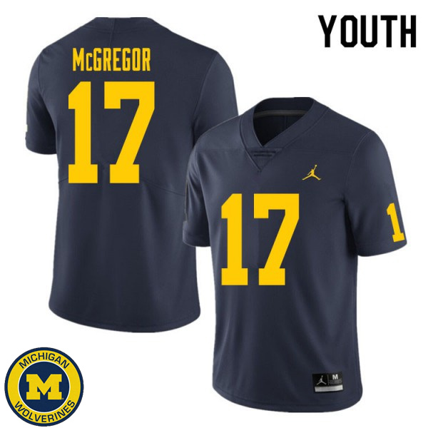 Youth Michigan Wolverines #17 Braiden McGregor Navy Player Jersey